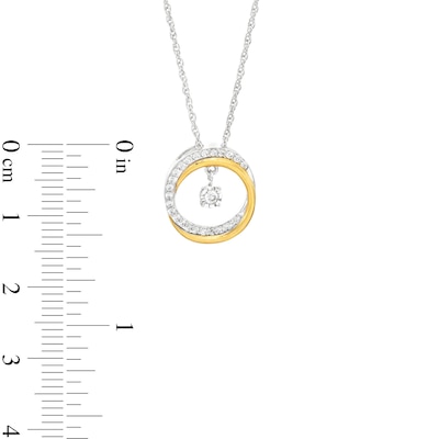 Unstoppable Love™ 0.15 CT. T.W. Diamond Dangle Circle Pendant in Sterling Silver and 10K Gold