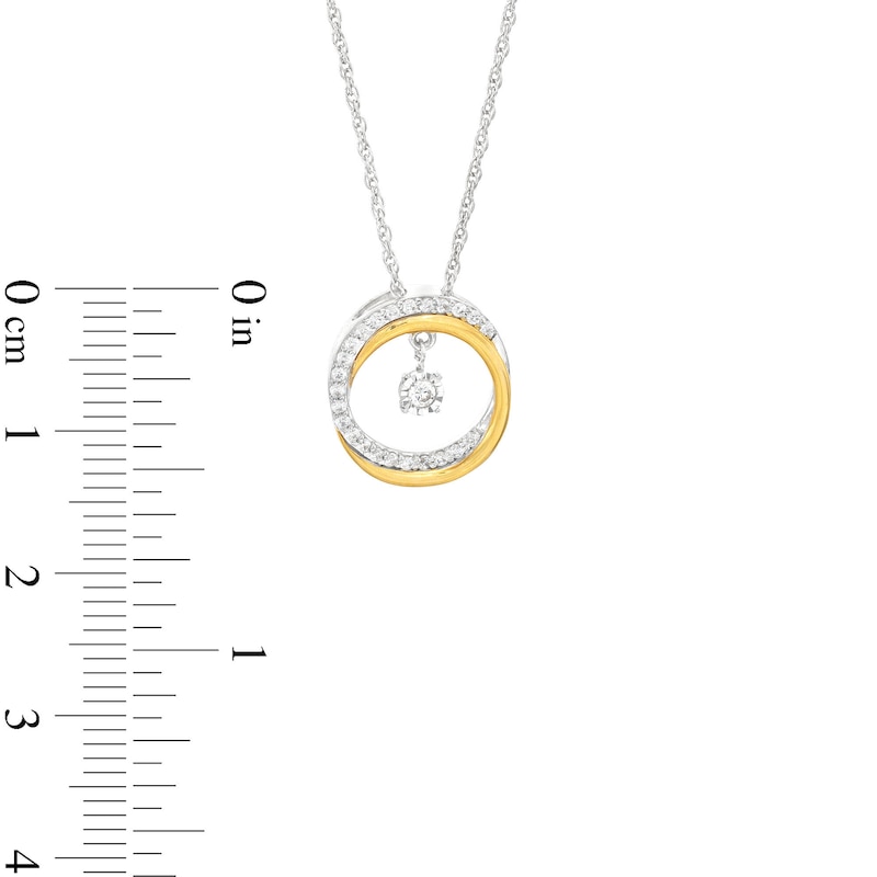 Unstoppable Love™ 0.15 CT. T.W. Diamond Dangle Circle Pendant in Sterling Silver and 10K Gold