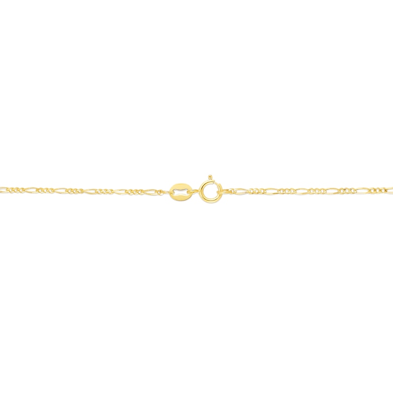 1.3mm Figaro Chain Anklet in Solid 14K Gold - 10"