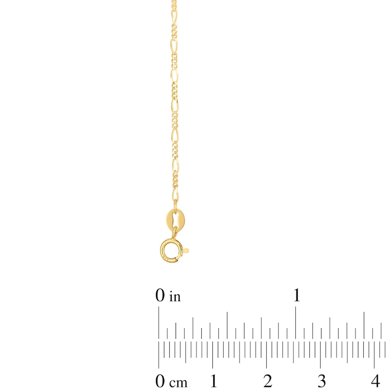 1.3mm Figaro Chain Anklet in Solid 14K Gold - 10"