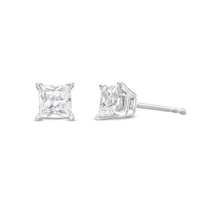 0.90 CT. T.W. Certified Princess-Cut Lab-Created Diamond Solitaire Stud Earrings in 14K White Gold (I/SI2)