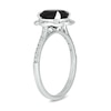 Thumbnail Image 1 of Black Sapphire and 0.145 CT. T.W. Diamond Scallop Frame Ring in 10K White Gold