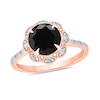 Thumbnail Image 1 of Black Sapphire and 0.145 CT. T.W. Diamond Scallop Frame Ring in 10K Rose Gold