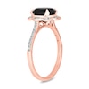 Black Sapphire and 0.145 CT. T.W. Diamond Scallop Frame Ring in 10K Rose Gold