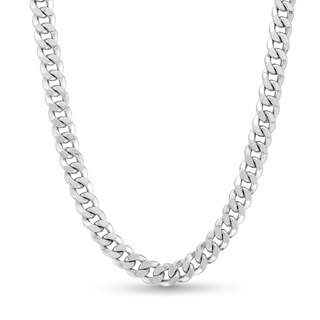 Men's 6.4mm Cuban Curb Chain Necklace in Semi-Solid 10K White Gold - 22"