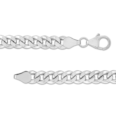 Men's 6.4mm Cuban Curb Chain Necklace in Semi-Solid 10K White Gold - 22"