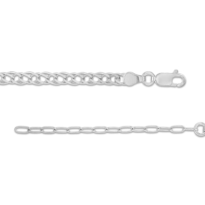 3.6mm Double Curb Chain Necklace in Solid Sterling Silver  - 18"