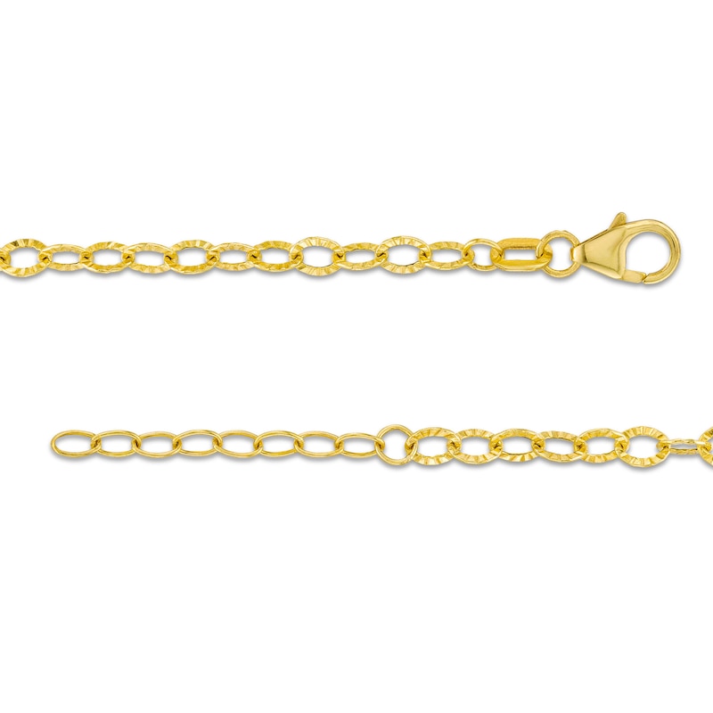3.35mm Hammered Rolo Chain Anklet in Hollow 14K Gold - 10"|Peoples Jewellers
