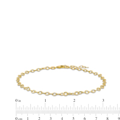 3.35mm Hammered Rolo Chain Anklet in Hollow 14K Gold - 10"