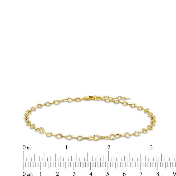 3.35mm Hammered Rolo Chain Anklet in Hollow 14K Gold - 10"