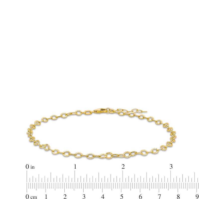 3.35mm Hammered Rolo Chain Anklet in Hollow 14K Gold - 10"|Peoples Jewellers