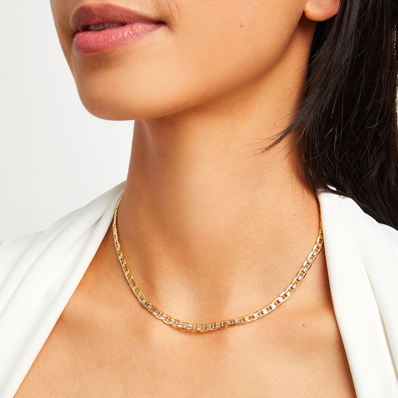 4.7mm Diamond-Cut Mariner Chain Necklace in Semi-Solid 14K Two-Tone Gold - 18"|Peoples Jewellers
