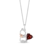Thumbnail Image 1 of Disney Treasures Winnie the Pooh Heart-Shaped Garnet Stud Earrings and Pendant Set in Sterling Silver and 10K Rose Gold