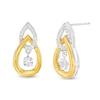 Thumbnail Image 1 of Unstoppable Love™ 0.12 CT. T.W. Diamond Interlocking Teardrop Earrings in Sterling Silver and 10K Gold