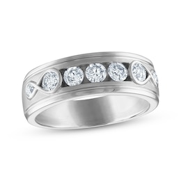 Every Moment Collection Men's 0.95 CT. T.W. Diamond Three Stone Wedding Band in 14K White Gold