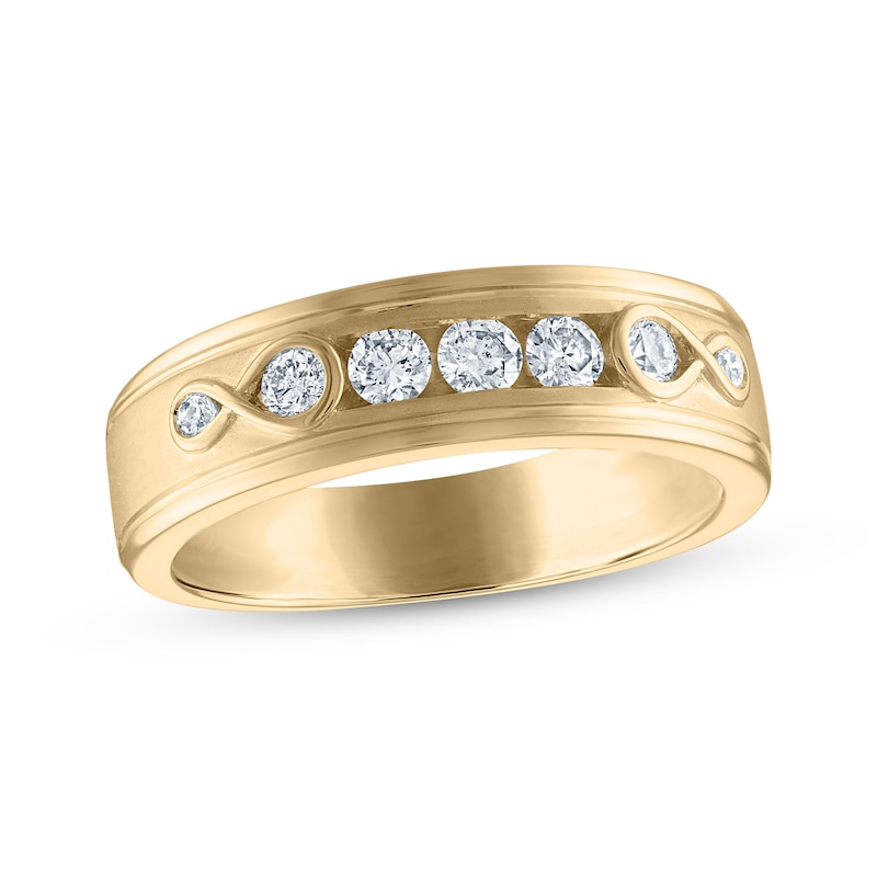 Every Moment Collection Men's 0.45 CT. T.W. Diamond Three Stone Wedding Band in 14K Gold