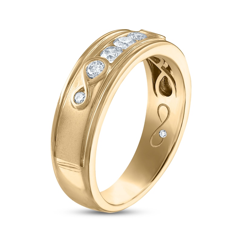Every Moment Collection Men's 0.45 CT. T.W. Diamond Three Stone Wedding Band in 14K Gold