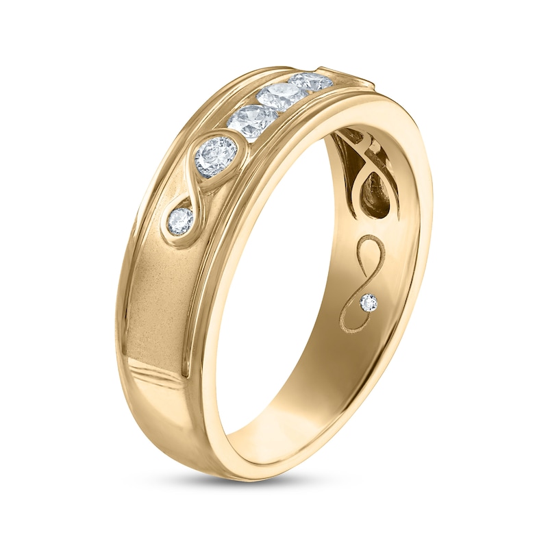 Main Image 2 of Every Moment Collection Men's 0.45 CT. T.W. Diamond Three Stone Wedding Band in 14K Gold