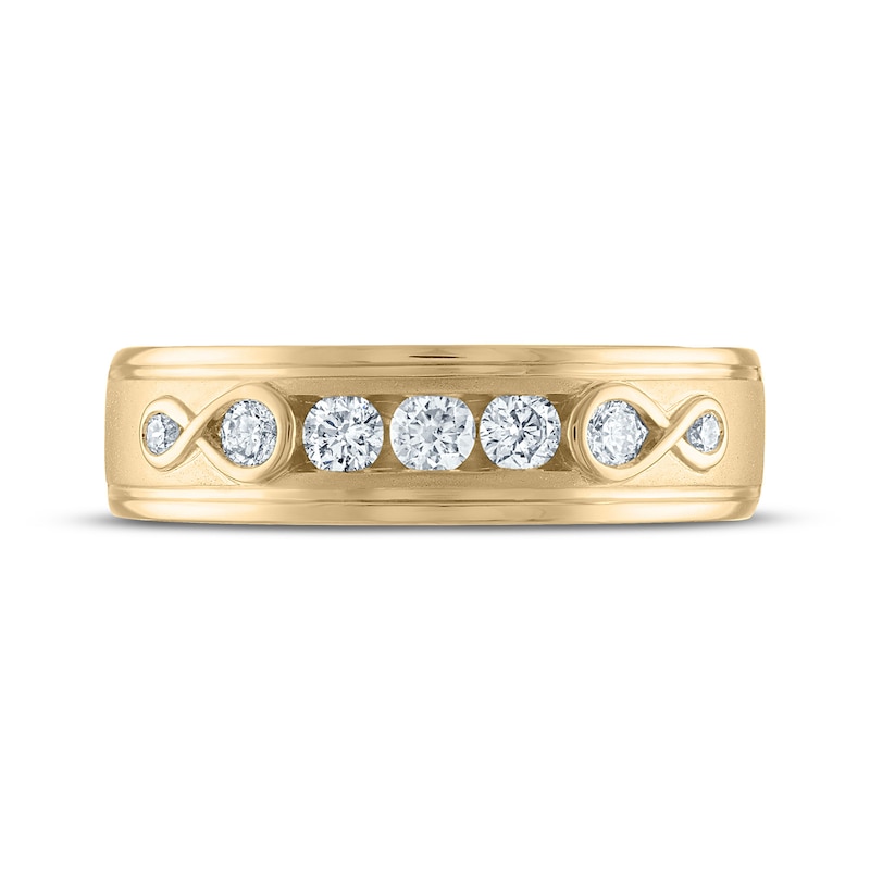 Main Image 3 of Every Moment Collection Men's 0.45 CT. T.W. Diamond Three Stone Wedding Band in 14K Gold