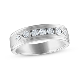 Every Moment Collection Men's 0.45 CT. T.W. Diamond Three Stone Wedding Band in 14K White Gold