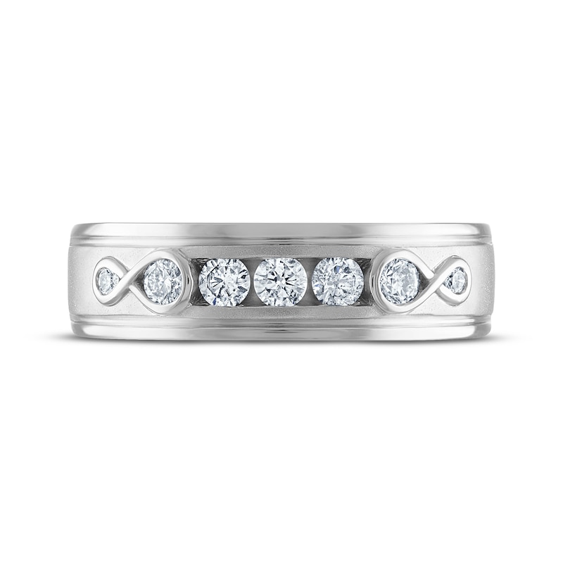 Main Image 3 of Every Moment Collection Men's 0.45 CT. T.W. Diamond Three Stone Wedding Band in 14K White Gold