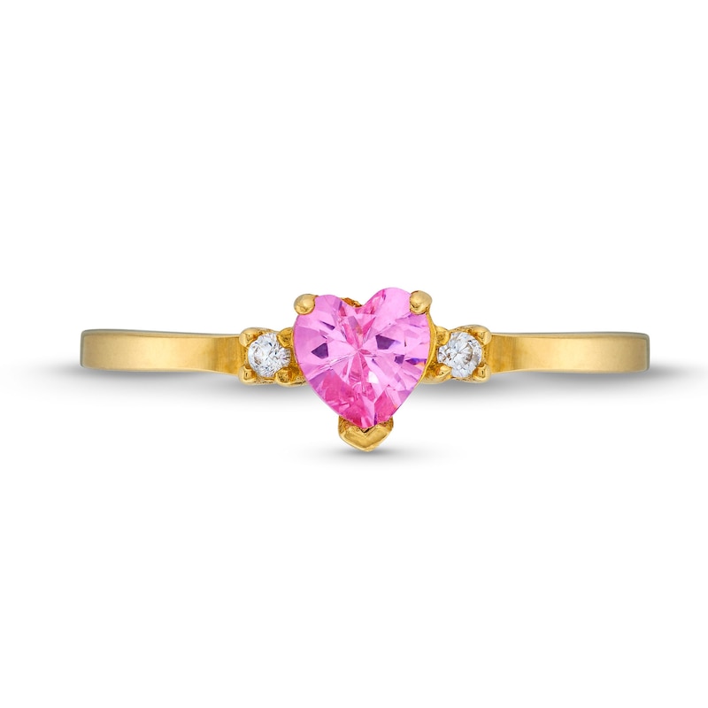 Child's Heart-Shaped Pink Cubic Zirconia and White Cubic Zirconia Ring in 10K Gold - Size 4|Peoples Jewellers