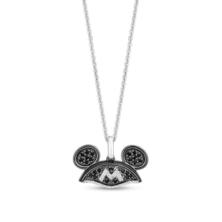 Disney Treasures Men's Pirates of the Caribbean Black & White Diamond Skull  Necklace 1/8 ct tw Sterling Silver 18”