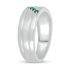 Thumbnail Image 1 of Men's Lab-Created Emerald Slant Multi-Row Ring in 10K White Gold