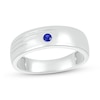 Thumbnail Image 0 of Men's Blue Lab-Created Sapphire Lines Ring in 10K White Gold