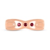 Thumbnail Image 2 of Men's Lab-Created Ruby Three Stone Concave Ring in 10K Rose Gold