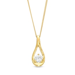 0.20 CT. Canadian Certified Diamond Solitaire Teardrop Ribbon Pendant in 14K Gold (I/I2) - 17&quot;