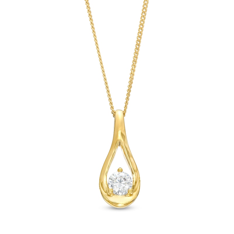 0.20 CT. Canadian Certified Diamond Solitaire Teardrop Ribbon Pendant in 14K Gold (I/I2) - 17"