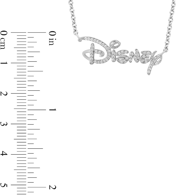 Collector’s Edition Disney Treasures 100th Anniversary 0.145 CT. T.W. Diamond Logo Necklace in Sterling Silver|Peoples Jewellers