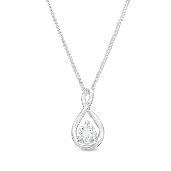 0.15 CT. Canadian Certified Diamond Solitaire Infinity Ribbon Pendant in 14K White Gold (I/I2) - 17"