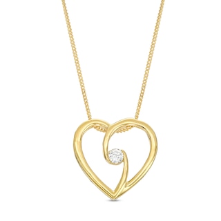 0.10 CT. Canadian Certified Diamond Solitaire Bypass Heart Pendant in 14K Gold (I/I2) - 17"