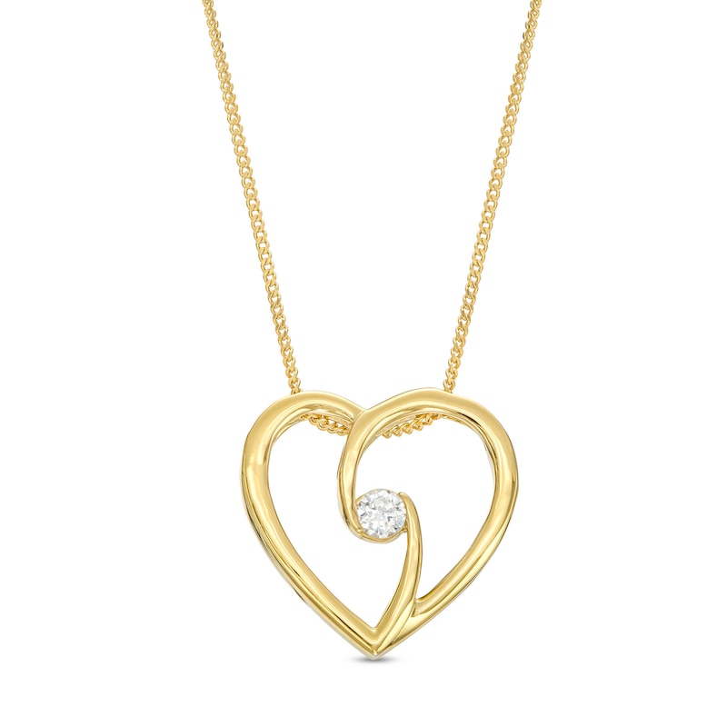 0.10 CT. Canadian Certified Diamond Solitaire Bypass Heart Pendant in 14K Gold (I/I2) - 17"|Peoples Jewellers