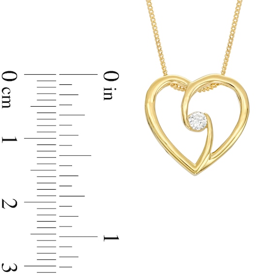 0.10 CT. Canadian Certified Diamond Solitaire Bypass Heart Pendant in 14K Gold (I/I2) - 17"