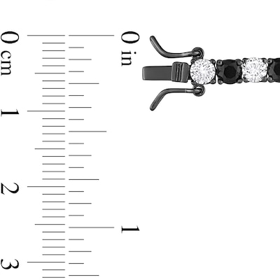 Men's Alternating Black and White Lab-Created Sapphire Tennis Bracelet in Sterling Silver with Black Rhodium - 9.0"