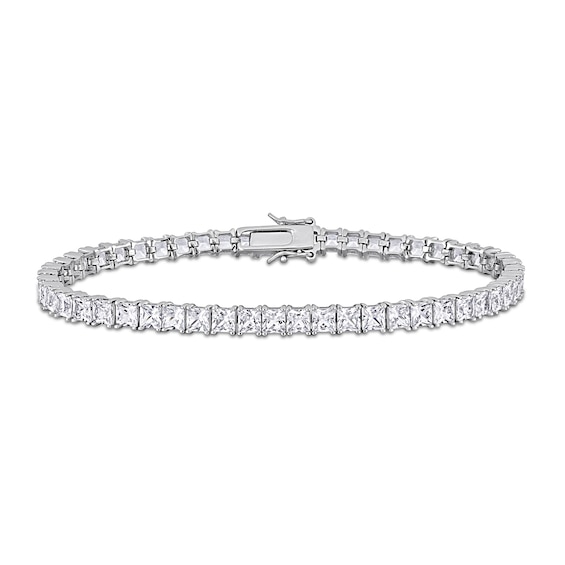 Men's Square-Cut White Lab-Created Sapphire Tennis Bracelet in Sterling Silver - 8.75"