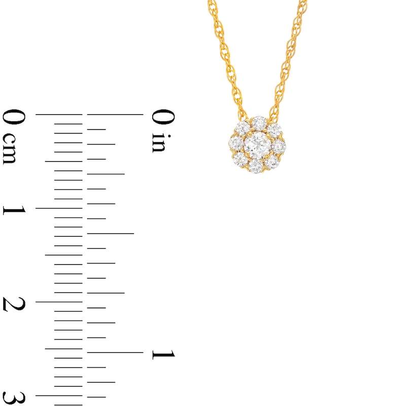 CT. T.W. Multi-Diamond Flower Pendant in 10K Gold|Peoples Jewellers