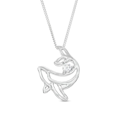 0.10 CT. Canadian Certified Diamond Solitaire Whale Pendant in Sterling Silver (I/I2) - 17"