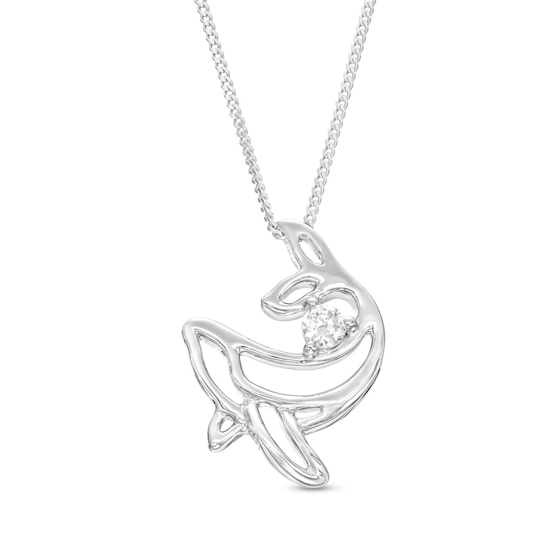 0.10 CT. Canadian Certified Diamond Solitaire Whale Pendant in Sterling Silver (I/I2) - 17"|Peoples Jewellers