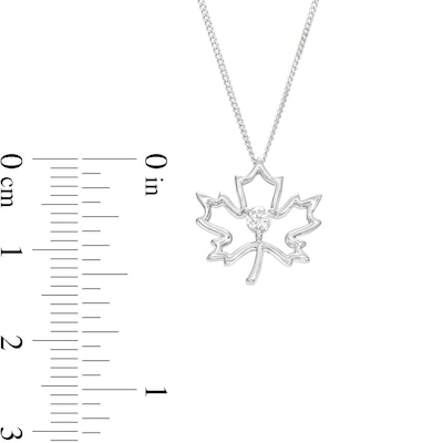 0.10 CT. Canadian Certified Diamond Solitaire Maple Leaf Pendant in Sterling Silver (I/I2) - 17"