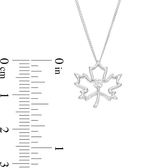 0.10 CT. Canadian Certified Diamond Solitaire Maple Leaf Pendant in Sterling Silver (I/I2) - 17"