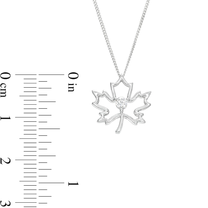 0.10 CT. Canadian Certified Diamond Solitaire Maple Leaf Pendant in Sterling Silver (I/I2) - 17"|Peoples Jewellers