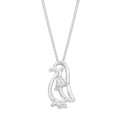 0.10 CT. Canadian Certified Diamond Solitaire Penguin Pendant in Sterling Silver (I/I2) - 17"