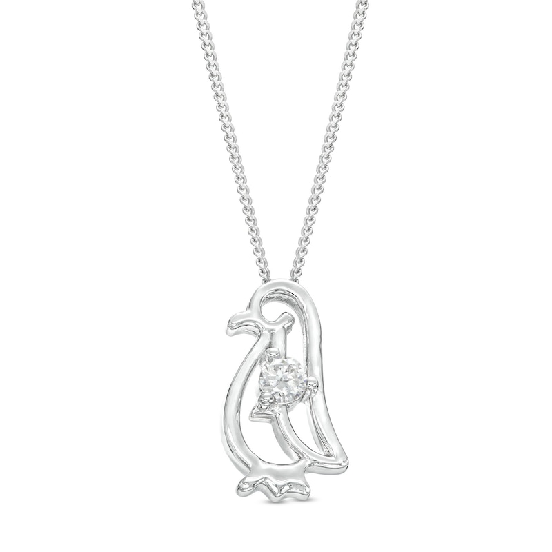 0.10 CT. Canadian Certified Diamond Solitaire Penguin Pendant in Sterling Silver (I/I2) - 17"|Peoples Jewellers