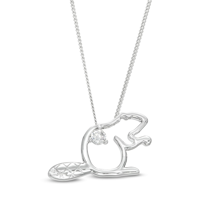 0.10 CT. Canadian Certified Diamond Solitaire Beaver Pendant in Sterling Silver (I/I2) - 17"|Peoples Jewellers