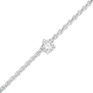 0.10 CT. Canadian Certified Diamond Solitaire Anklet in Sterling Silver (I/I2) - 10"