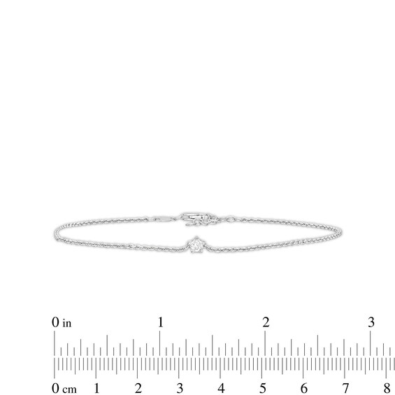 0.10 CT. Canadian Certified Diamond Solitaire Anklet in Sterling Silver (I/I2) - 10"